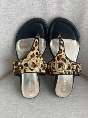 Marc Fisher Leopard Print Thong Wedge Sandals Size 8